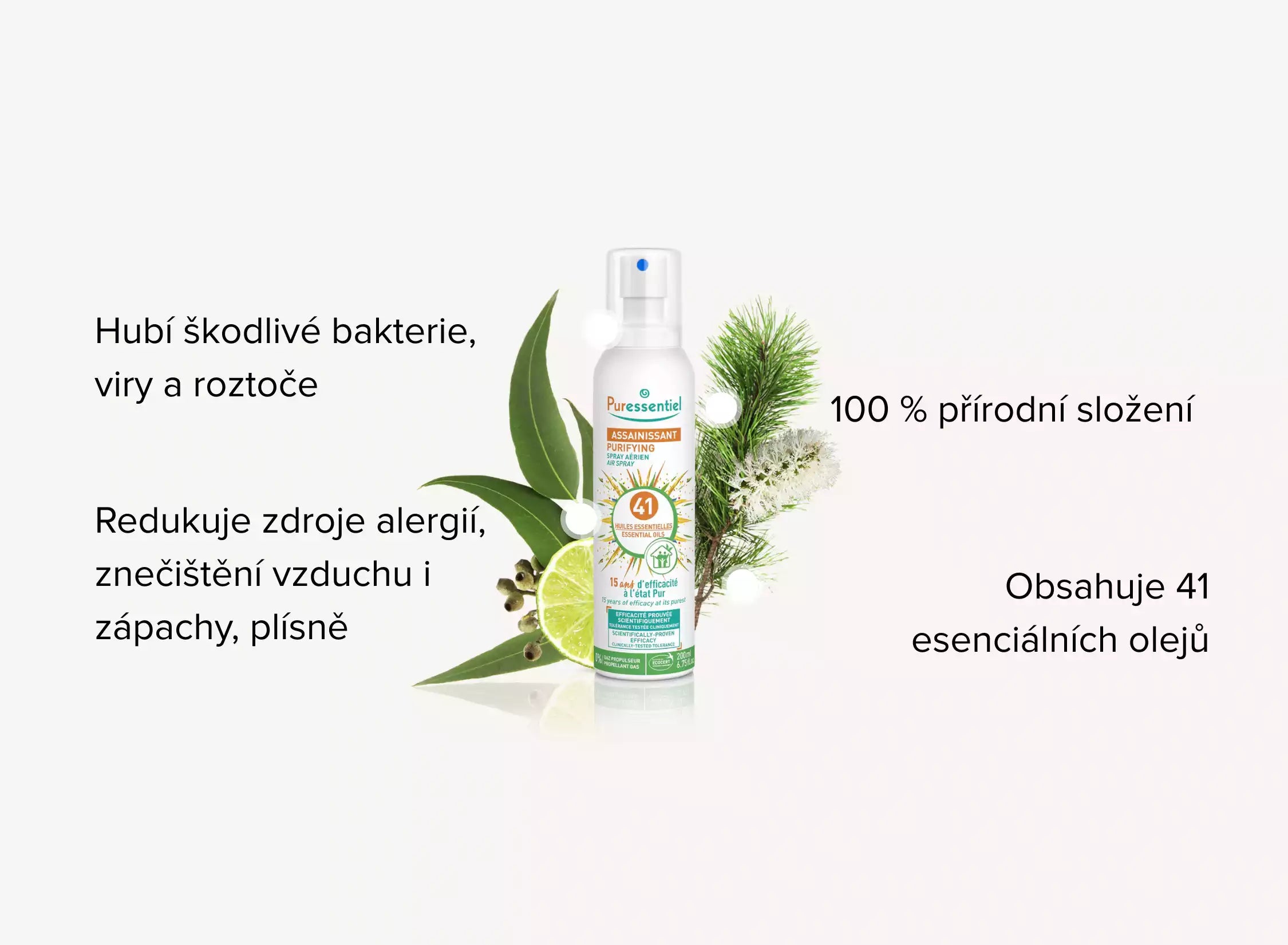 Čistící sprej 41 esenciálních olejů