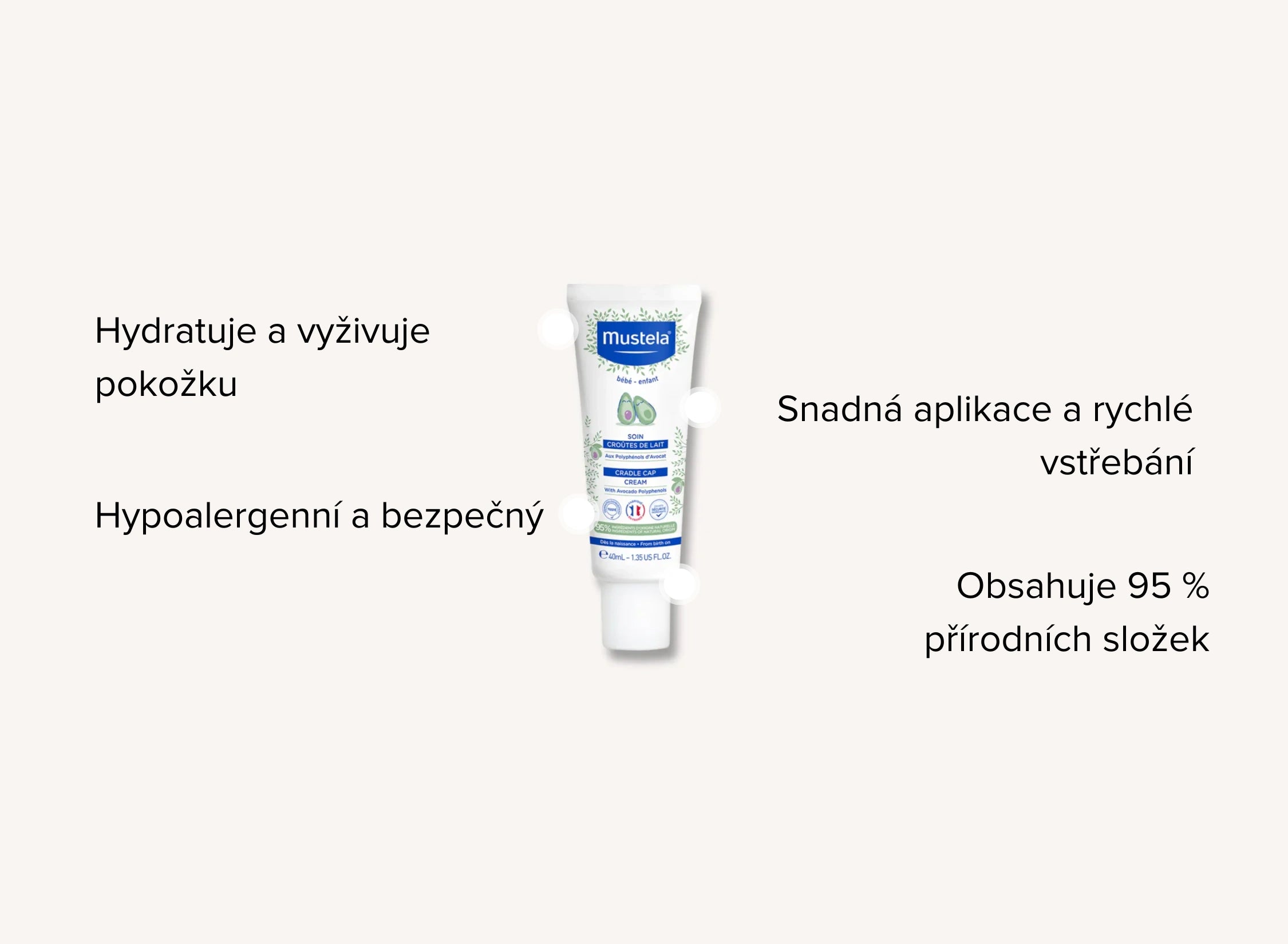 Krém na vlasovou pokožku proti tvorbě mléčných krust