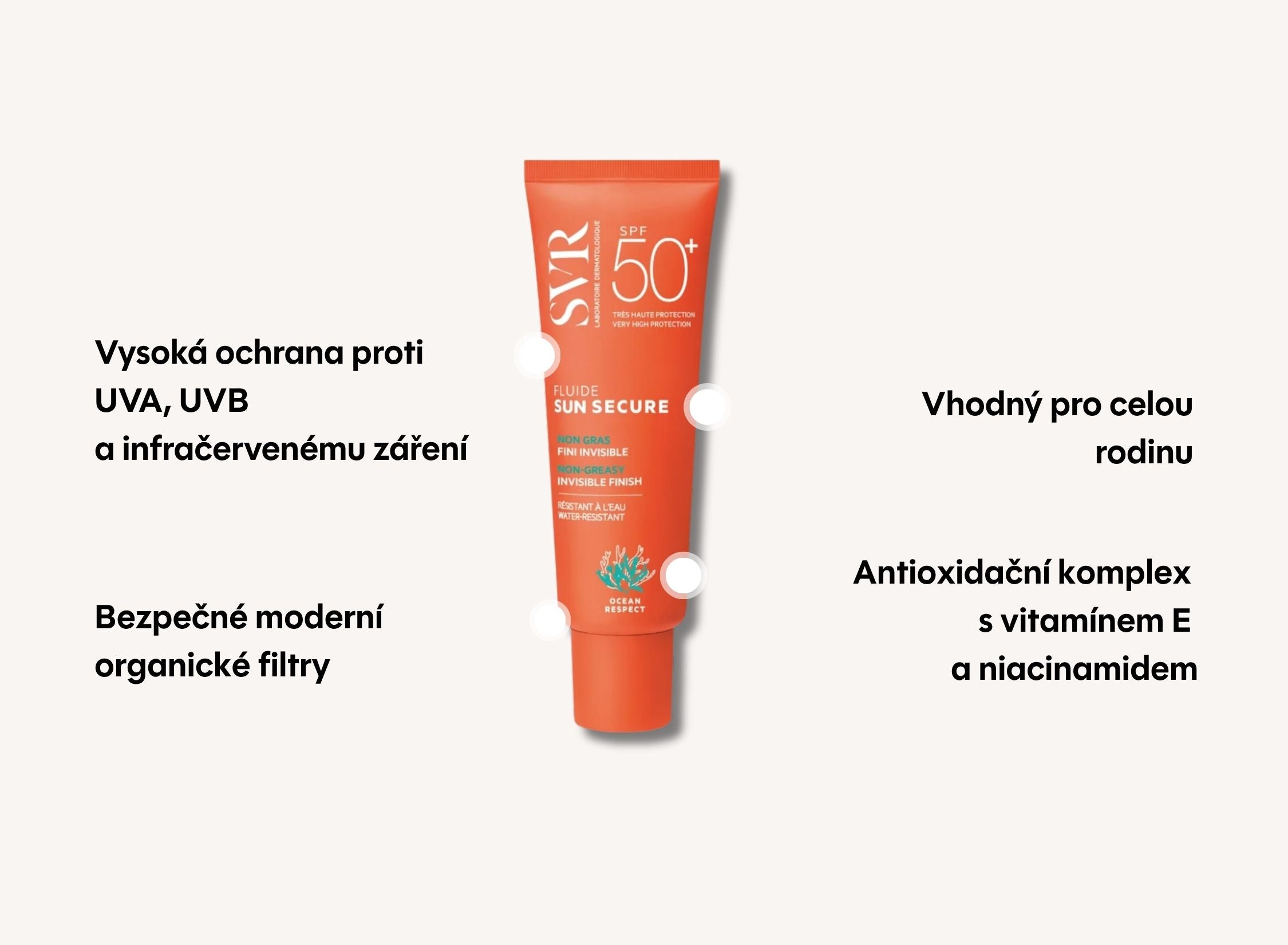 Sun Secure lehký fluidní opalovací krém SPF50+