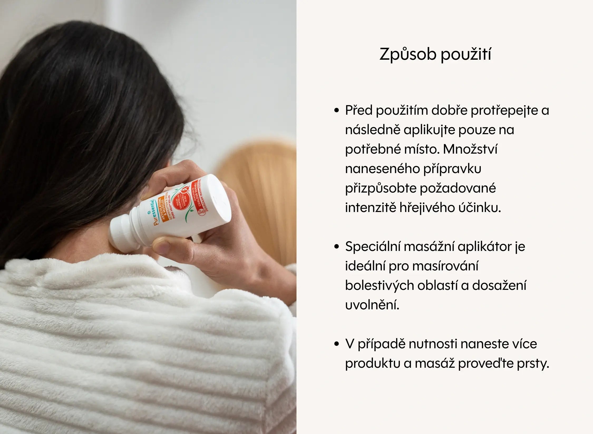 Roll-on s hřejivým efektem a esenciálními oleji