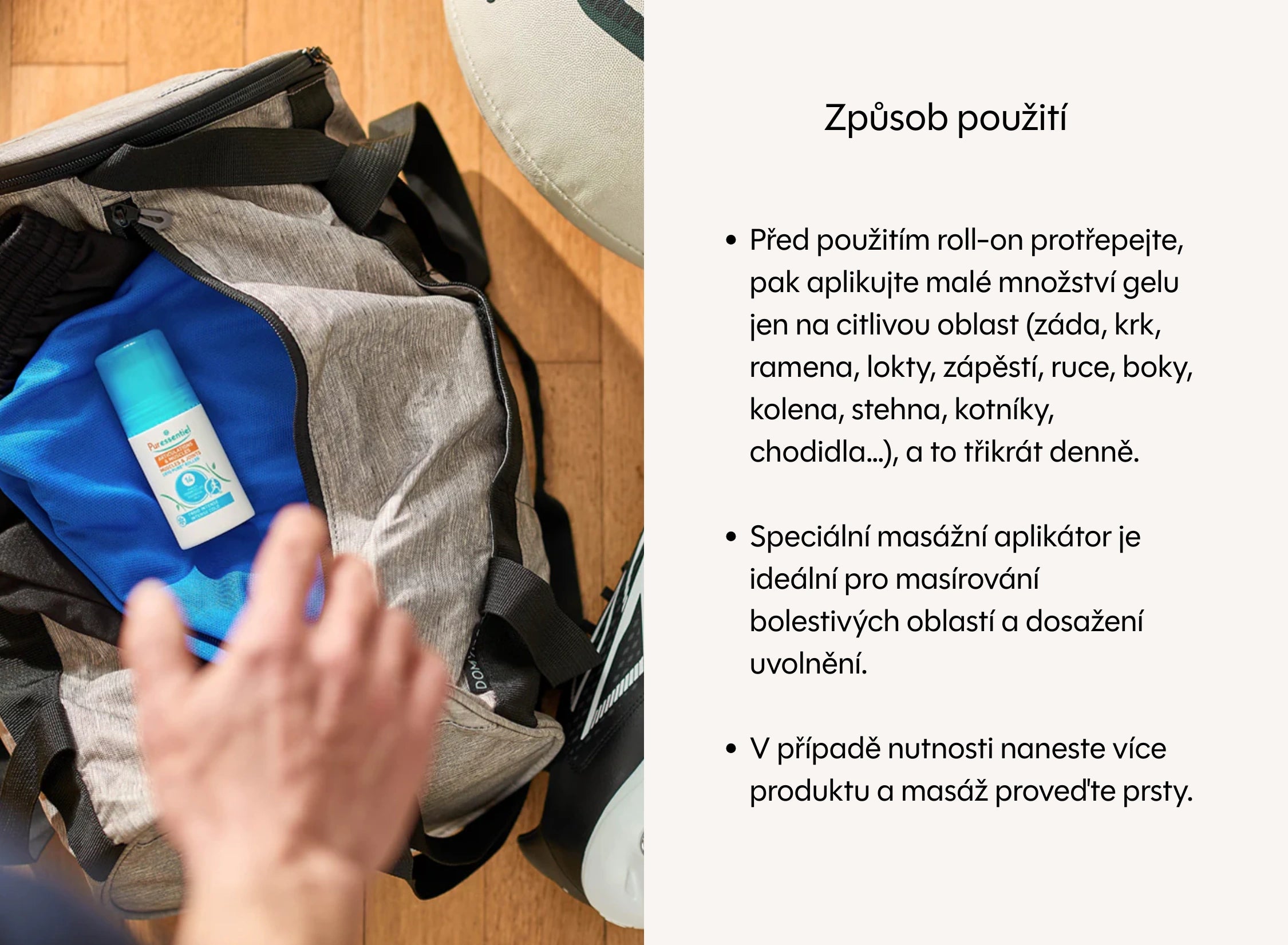 Roll-on s chladivým efektem a esenciálními oleji